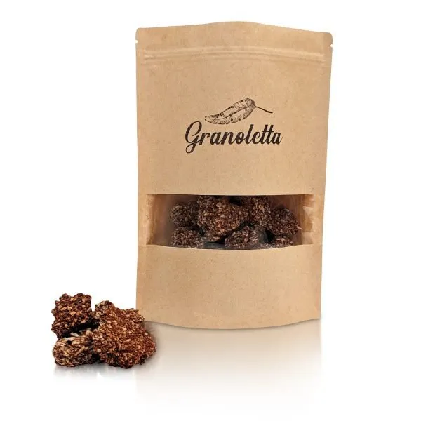 Granoletta granola de Cacao con producto delante